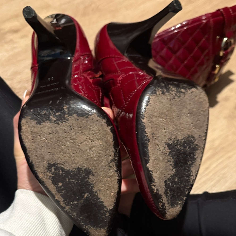 Burberry Burgundy Quilted Heeled Boots - Picture 11 of 14